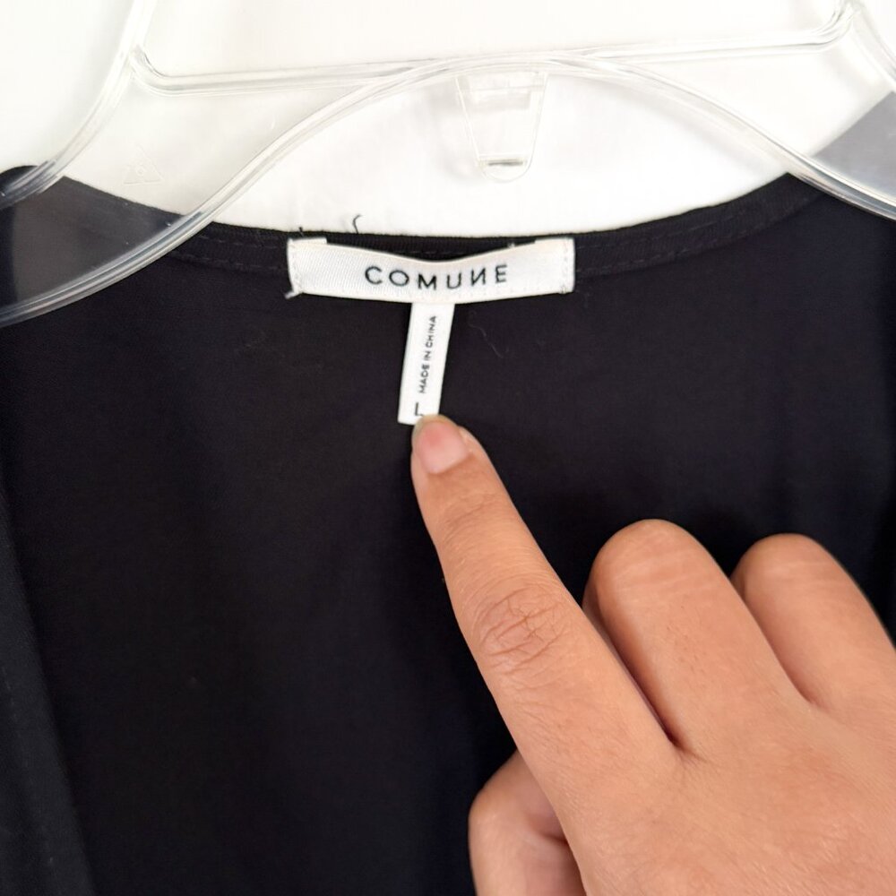 Michelle by Comune // Colbert Black Faux Wrap Midi Dress L - Picture 4 of 7